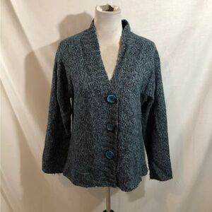 Wind River Teal Heathered Button Up Cardigan - Womens L, Bust 21”, Length 24”